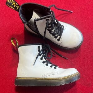 White Lace-Up Boots Dr. Martens with Black Soles